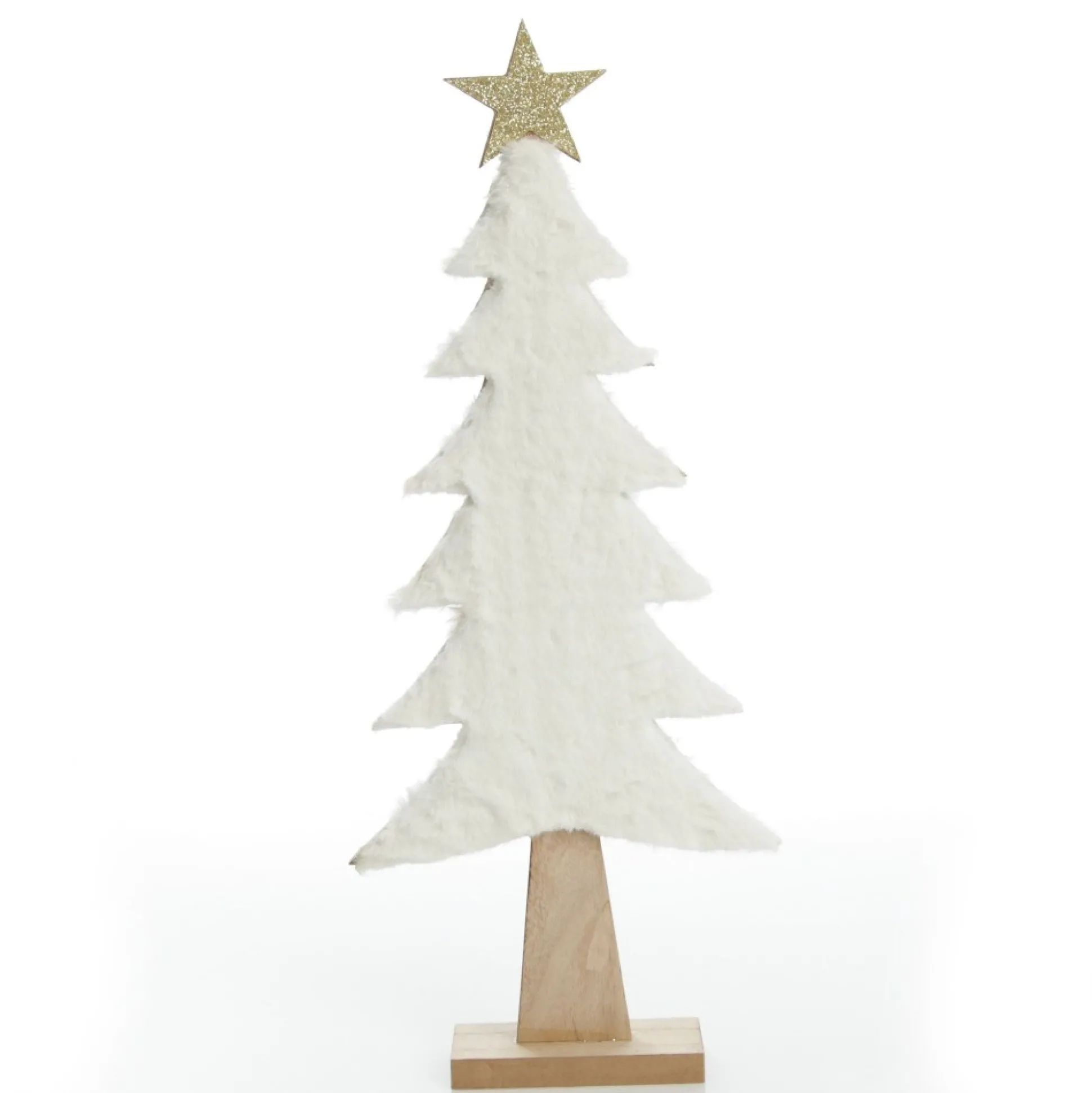 Wooden Christmas Tree with Fur and Star Ornament Table Top Christmas Trees|