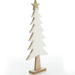 Wooden Christmas Tree with Fur and Star Ornament Table Top Christmas Trees|