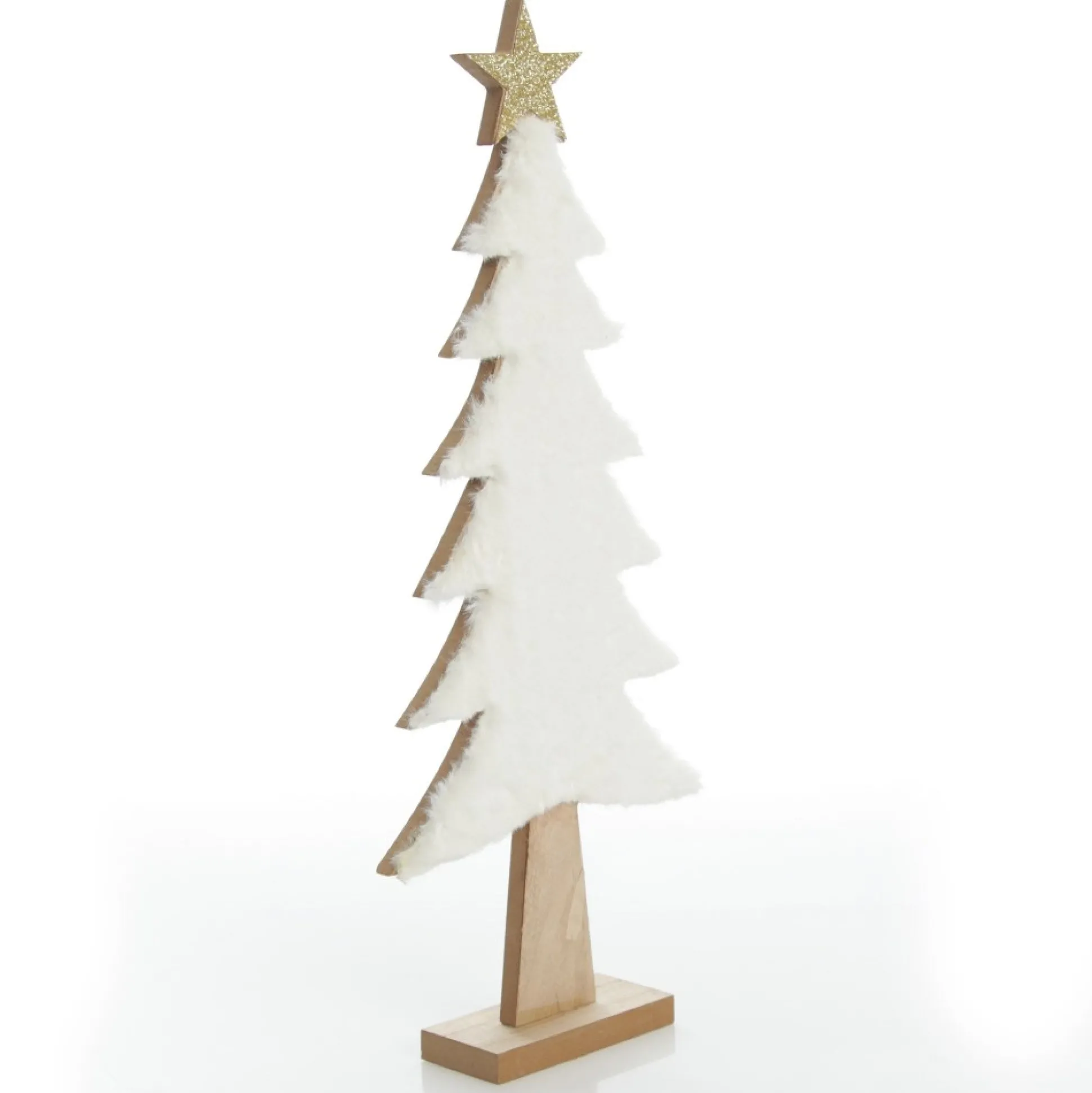 Wooden Christmas Tree with Fur and Star Ornament Table Top Christmas Trees|