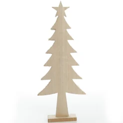 Wooden Christmas Tree with Fur and Star Ornament Table Top Christmas Trees|