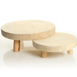 Wooden Footed Round Wooden Table Centrepiece Large Christmas Table Decor|