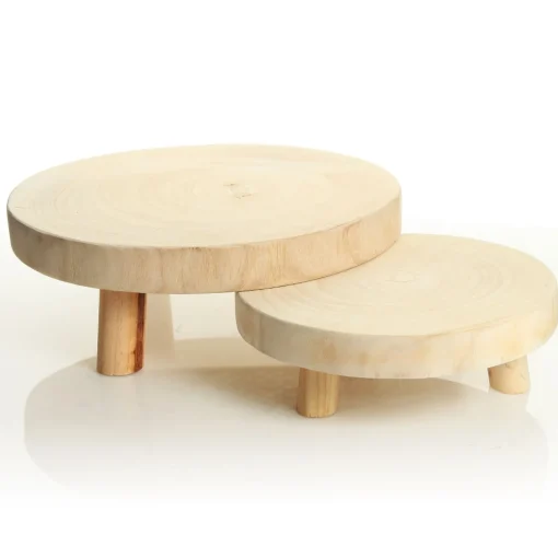 Wooden Footed Round Wooden Table Centrepiece Christmas Table Decor|
