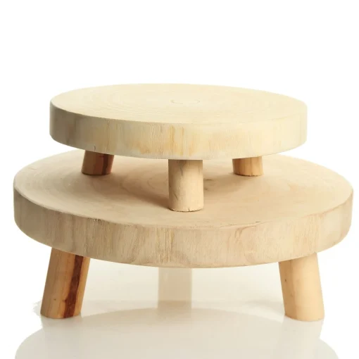 Wooden Footed Round Wooden Table Centrepiece Christmas Table Decor|
