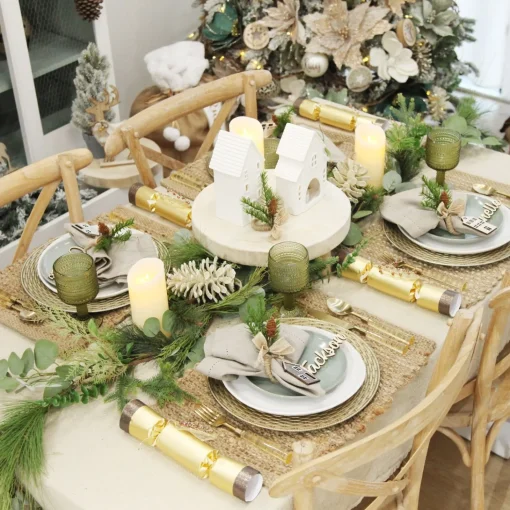 Wooden Footed Round Wooden Table Centrepiece Christmas Table Decor|