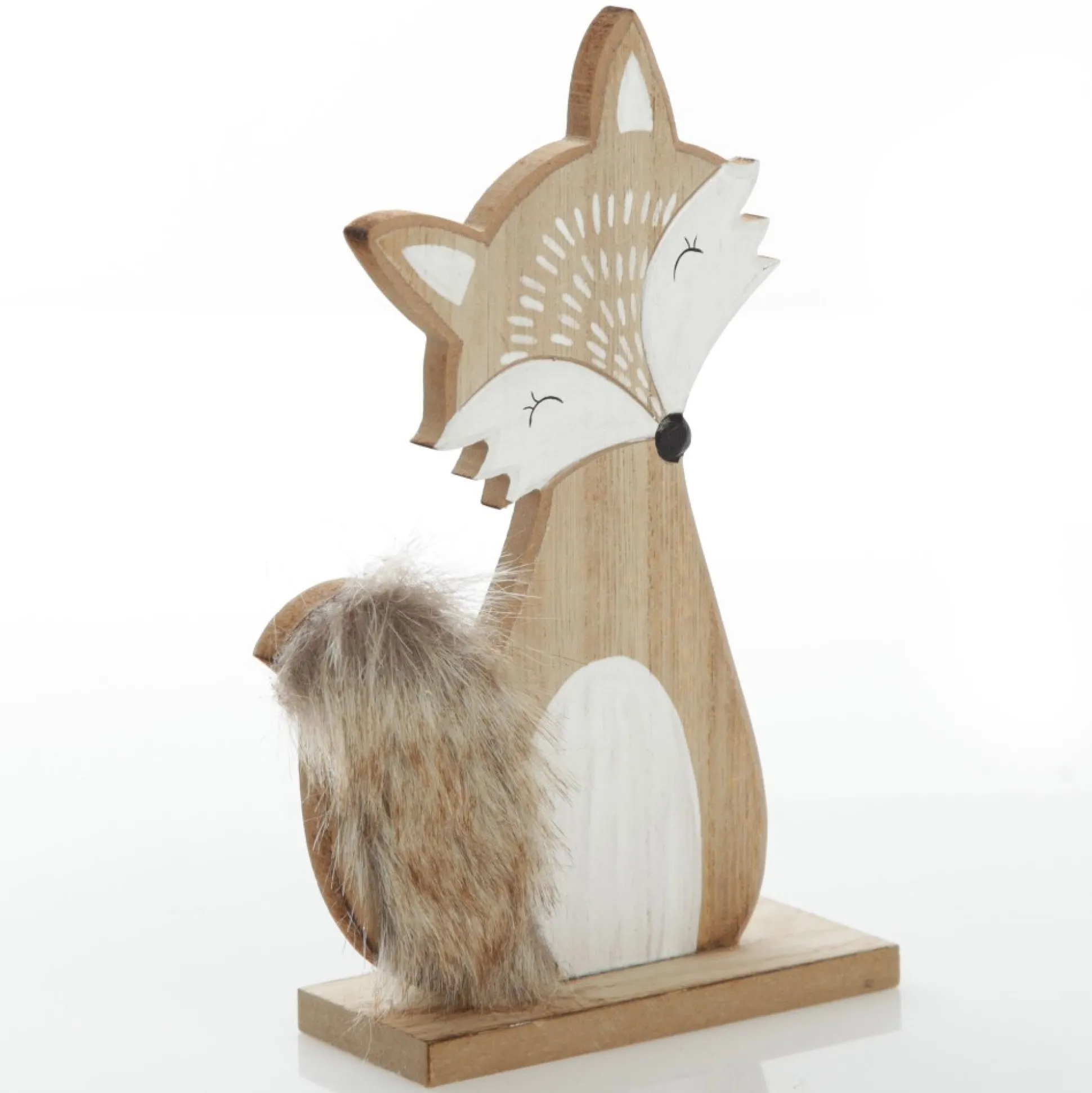 Wooden Fox Ornament with Bushy Tail Christmas Birds And Animals|