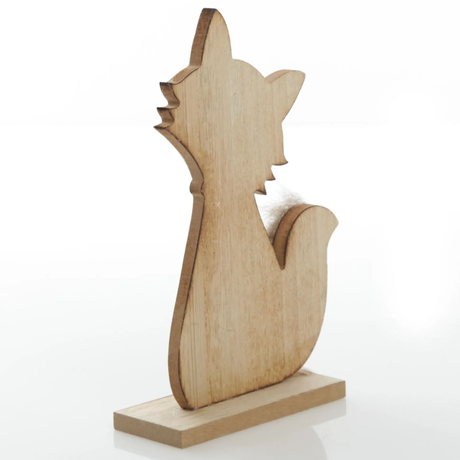 Wooden Fox Ornament with Bushy Tail Christmas Birds And Animals|