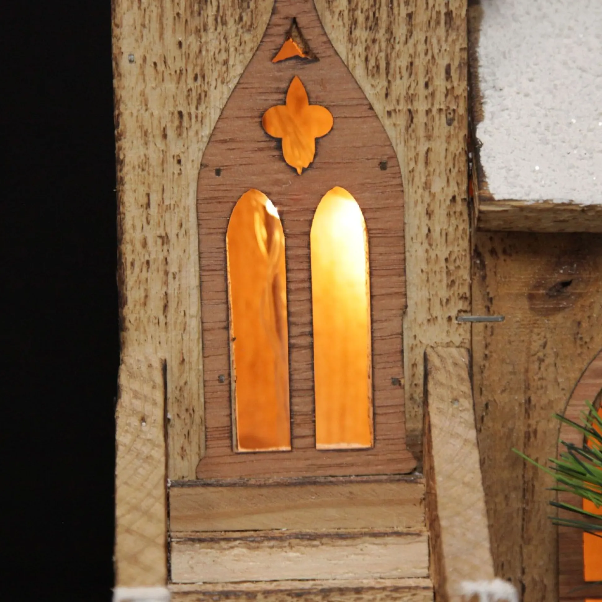 Wooden Light up House with Winter Snow Light-Up Scenes And Ornaments|