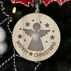 Wooden Lightup Angel Cut out Tree Decoration Christmas Tree Decorations|