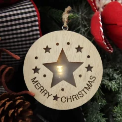 Wooden Lightup Star Cut out Tree Decoration Christmas Tree Decorations|
